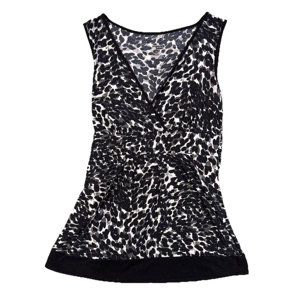 Vintage 90s Y2K 2000s Merona Tank Top Black & White Pattern size small tank VTG